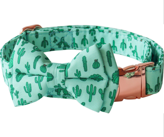 Collar Estampado Floreado Chico Moño Azul/verde