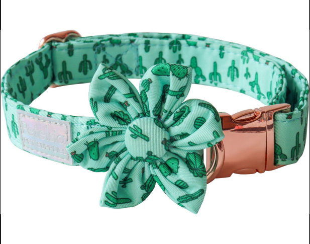 Collar Estampado Floreado Chico Verde flor