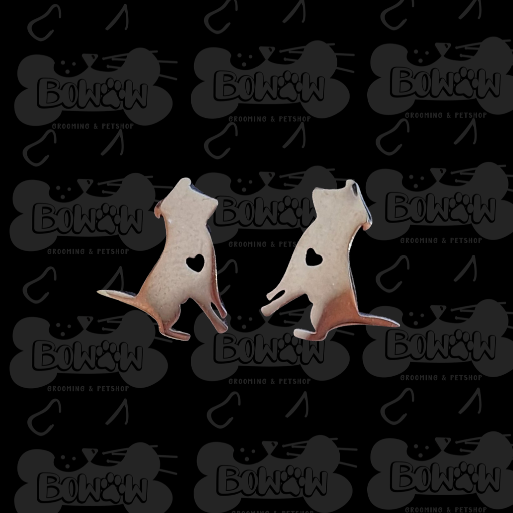 Aretes Perritos con Corazón Dorados