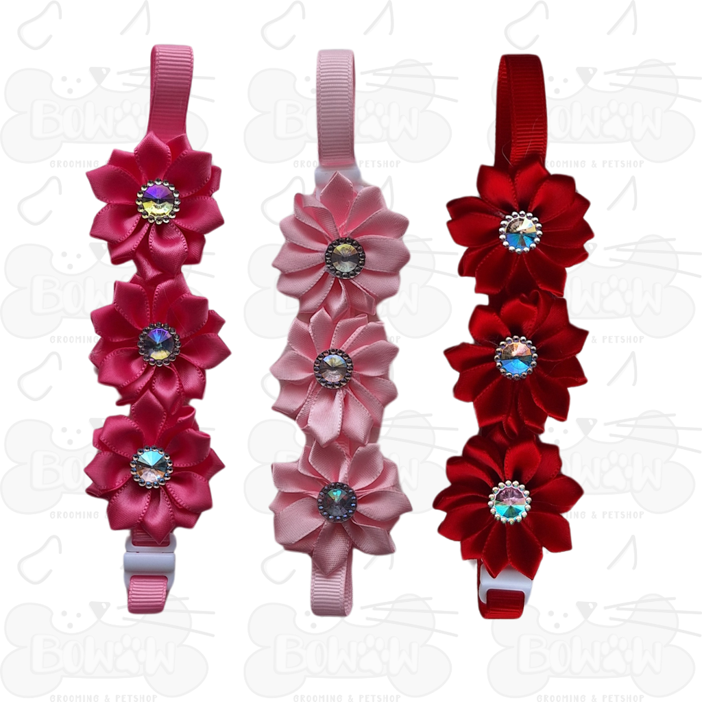 Collar de 3 Flores Fucsia 