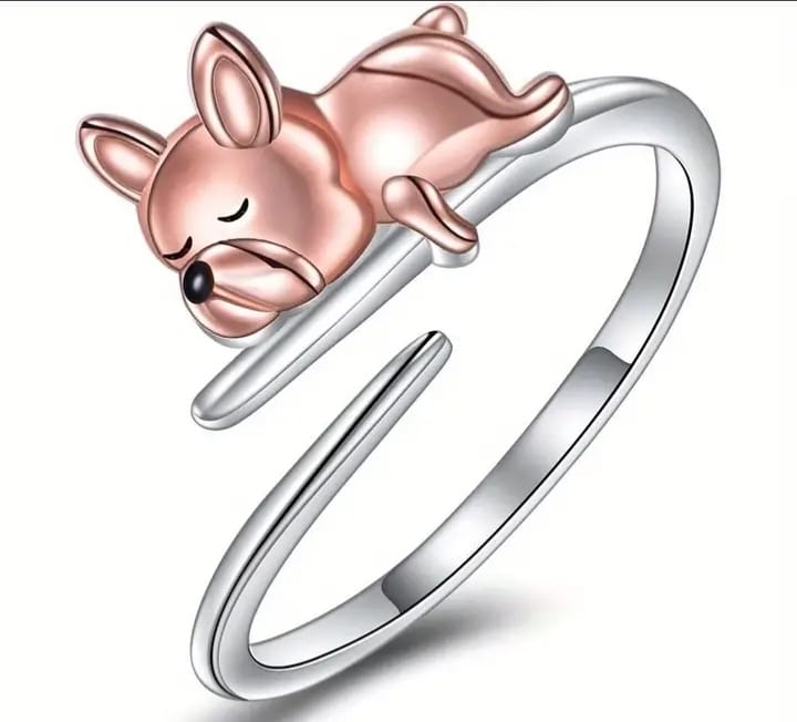 Anillo Perrito Bull Dog Rosa