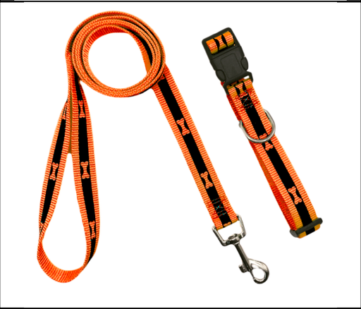 [MAS61] Juego Collar y Correa Fosforecente Para Mascotas Naranja