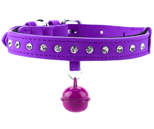 Collar Con Figuras De Diamante Y Cascabel Morado XS