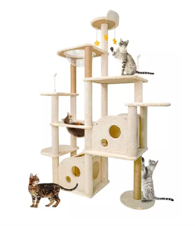Árbol Mueble Rascador de Estrellas para Gato Afelpado Grande 133.6 x 50 x 172 cm