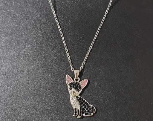 Collar para Humano de Chihuahua Negro Brillante de Piedritas